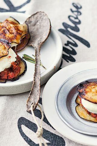 Auberginen-Mozzarella-Taler Auberginen-Mozzarella-Taler