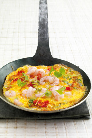 Scharfes Garnelen-Omelette Scharfes Garnelen-Omelette