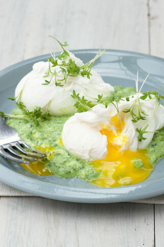 Pochierte Eier mit Grüner Soße Pochierte Eier mit Grüner Soße