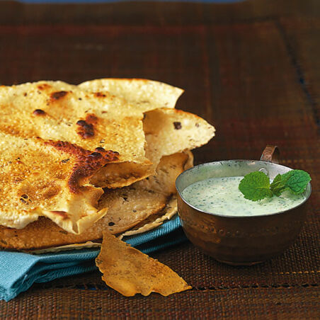 Papadam mit Minz-Dip Papadam mit Minz-Dip