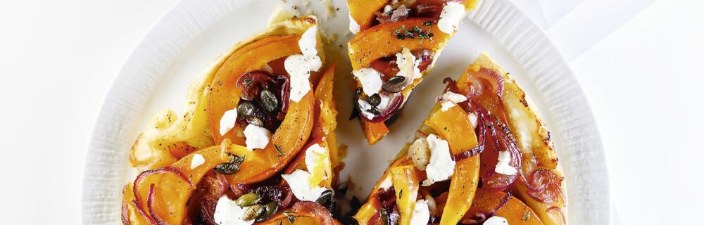 Kürbis-Tarte-Tatin
mit Ziegenkäse Kürbis-Tarte-Tatin
mit Ziegenkäse