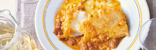 Klippfisch mit Rosinen Klippfisch mit Rosinen