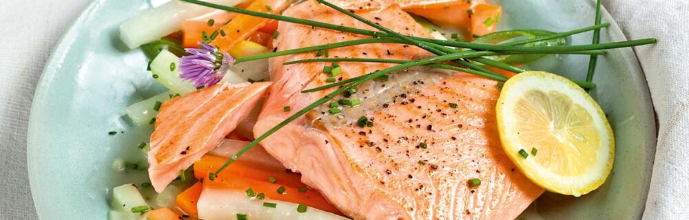 Lachs mit Schnittlauchgemüse Lachs mit Schnittlauchgemüse