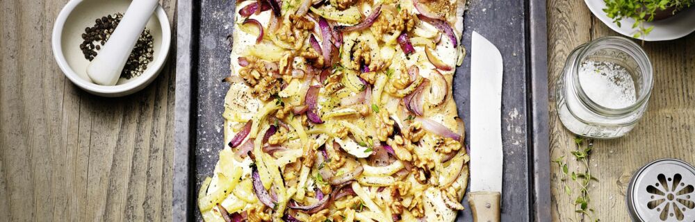 Fenchel-Flammkuchen mit Walnüssen Fenchel-Flammkuchen mit Walnüssen