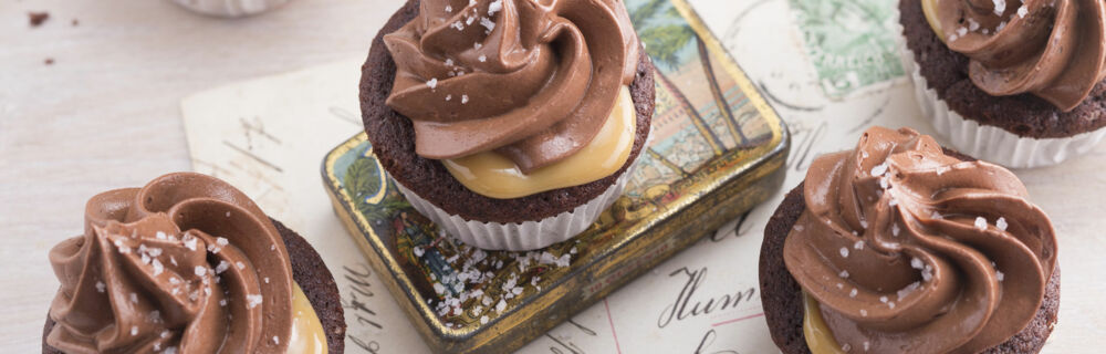 Schoko-Mini-Cupcakes mit Salzkaramell Schoko-Mini-Cupcakes mit Salzkaramell