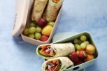 Gemüse-Schinken-Wraps mit Obst Gemüse-Schinken-Wraps mit Obst