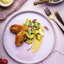 Fenchel-Schenkel mit Radieschen-Kartoffelsalat und Honigmelonen-Senf Fenchel-Schenkel mit Radieschen-Kartoffelsalat und Honigmelonen-Senf