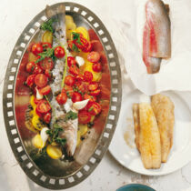 Wolfsbarsch mit Kirschtomaten Wolfsbarsch mit Kirschtomaten