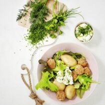 Frühlingsbowl mit Bohnenbällchen Frühlingsbowl mit Bohnenbällchen