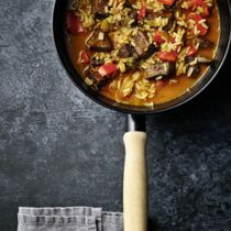 Leber-Gemüse-Eintopf mit Reis Leber-Gemüse-Eintopf mit Reis