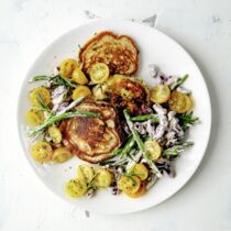 Bohnengemüse mit Kräuter-Plinsen Bohnengemüse mit Kräuter-Plinsen