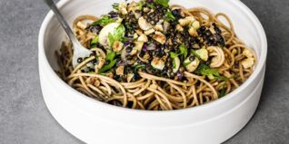 Spaghetti mit Champignons und Linsen Spaghetti mit Champignons und Linsen