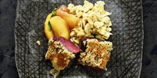 Rehrücken mit Bittersalat Rehruecken Spaetzle Quitte