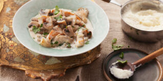 Geschnetzeltes mit Blumenkohlpüree Geschnetzeltes mit Blumenkohlpüree