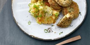 Austernpilz-Schnitzel mit Kartoffel-Möhren-Stampf Austernpilz-Schnitzel mit Kartoffel-Möhren-Stampf