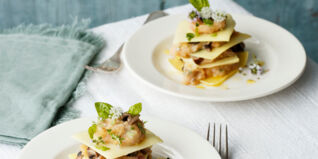 Minilasagne von geräucherten Champignons Minilasagne von geräucherten Champignons