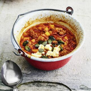 Hackfleisch mit Kürbis und Feta Hackfleisch mit Kürbis und Feta