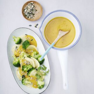Ravioli mit Brokkoli und Kürbissauce Ravioli mit Brokkoli und Kürbissauce