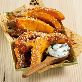 Gebackene Kürbisspalten Gebackene Kürbisspalten