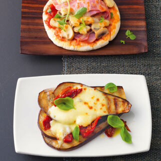 Schnelle Pizza mit Pilzen und Schinken Schnelle Pizza mit Pilzen und Schinken