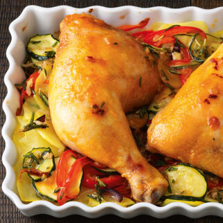 Hühnerkeulen auf Gratin Hühnerkeulen auf Gratin