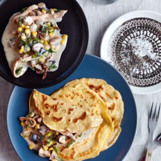 Geschnetzeltes im Crêpes-Mantel Geschnetzeltes im Crêpes-Mantel