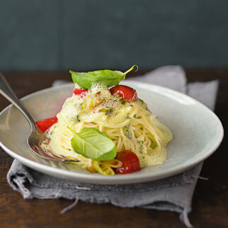 Basilikum-Ziegenkäse-Schaum Basilikum-Ziegenkäse-Schaum