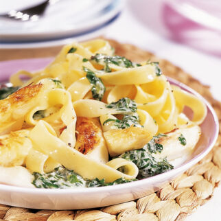 Gebratener Spargel mit Bärlauchnudeln Gebratener Spargel mit Bärlauchnudeln