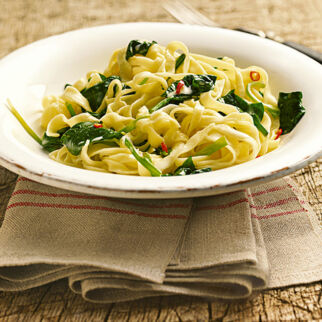 Tagliatelle mit Chilispinat Tagliatelle mit Chilispinat