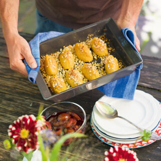 Polentanocken mit Zwetschgenkompott Polentanocken mit Zwetschgenkompott