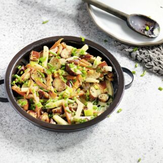 Brezengröstl mit Wurzelgemüse Brezengröstl mit Wurzelgemüse