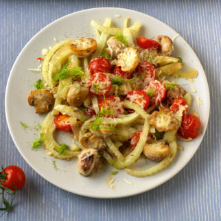Fenchel mit Tomaten und Champignons Fenchel mit Tomaten und Champignons