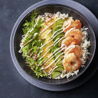 Wildreis-Bowl mit Garnelen Wildreis-Bowl mit Garnelen