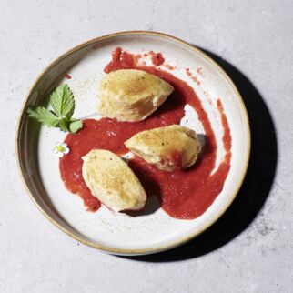 Quarkknödel mit Erdbeersauce Quarkknödel mit Erdbeersauce