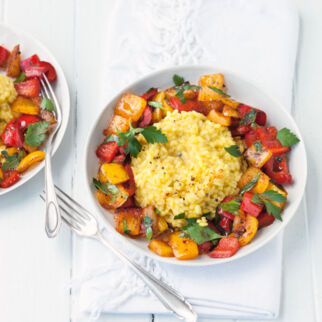 Peperonata mit Safranrisotto Peperonata mit Safranrisotto