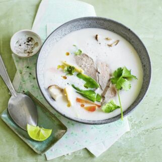 Thai-Kokos-Entensuppe mit Gemüse Thai-Kokos-Entensuppe mit Gemüse