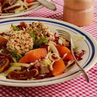 Bittersalat mit Cara Cara Orangen und Ziegenkäse Bittersalat mit Cara Cara Orangen und Ziegenkäse