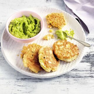Maisfritter mit Erbsen-Guacamole Maisfritter mit Erbsen-Guacamole