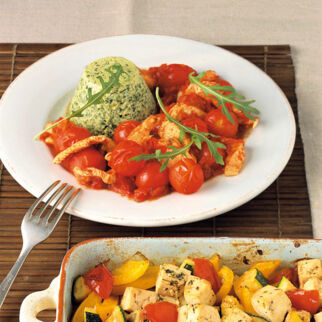 Rucola-Flan mit Hähnchen Rucola-Flan mit Hähnchen