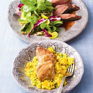 Wintersalat mit Wildhasenfilets Wintersalat mit Wildhasenfilets