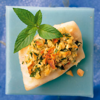 Kabeljau mit Minze & Mandeln Kabeljau mit Minze & Mandeln