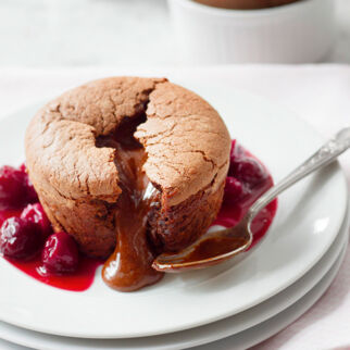 Schokokuchen mit Kirschkompott Schokokuchen mit Kirschkompott