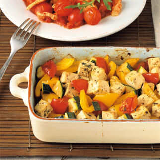 Tofu auf Schmorgemüse Tofu auf Schmorgemüse