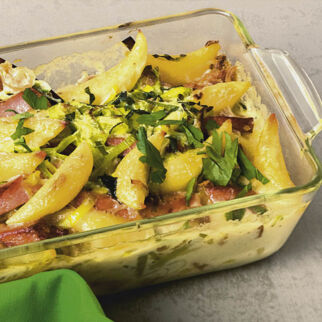 Schupfnudelauflauf mit Fleischkäse Schupfnudelauflauf mit Fleischkäse