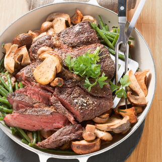 Hochrippe mit Bohnen-Pilz-Gemüse Hochrippe mit Bohnen-Pilz-Gemüse