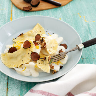 Getrüffelte Ravioli mit Champignonfüllung Getrüffelte Ravioli mit Champignonfüllung