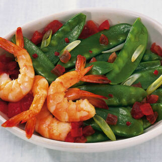 Riesengarnelen mit Zuckerschoten Riesengarnelen mit Zuckerschoten