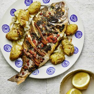 Rotbrasse aus dem Ofen mit Quetschkartoffeln Rotbrasse aus dem Ofen mit Quetschkartoffeln