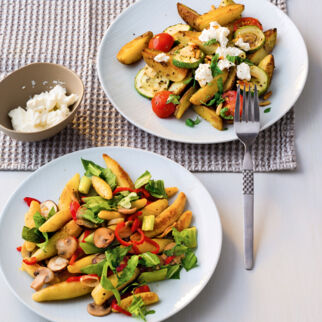 Bunte Kartoffelpfanne mit Ricotta Bunte Kartoffelpfanne mit Ricotta