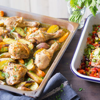 Gemüse-Hähnchen vom Blech Gemüse-Hähnchen vom Blech